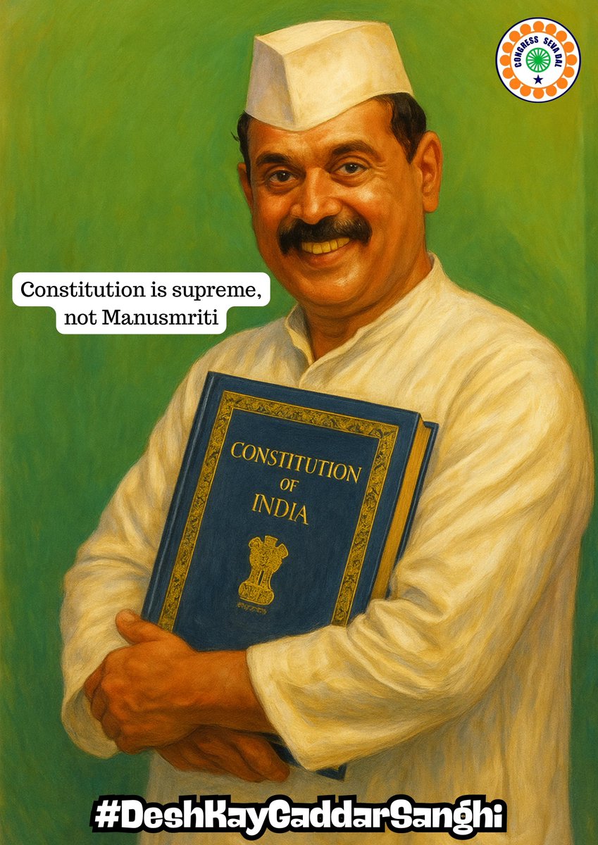 India chose the Constitution, not Manusmriti.

Yet, Sanghis continue glorifying a text that justifies casteism, patriarchy &amp; inequality.

Dr. Ambedkar burned Manusmriti for a reason.

#DeshKayGaddarSanghi