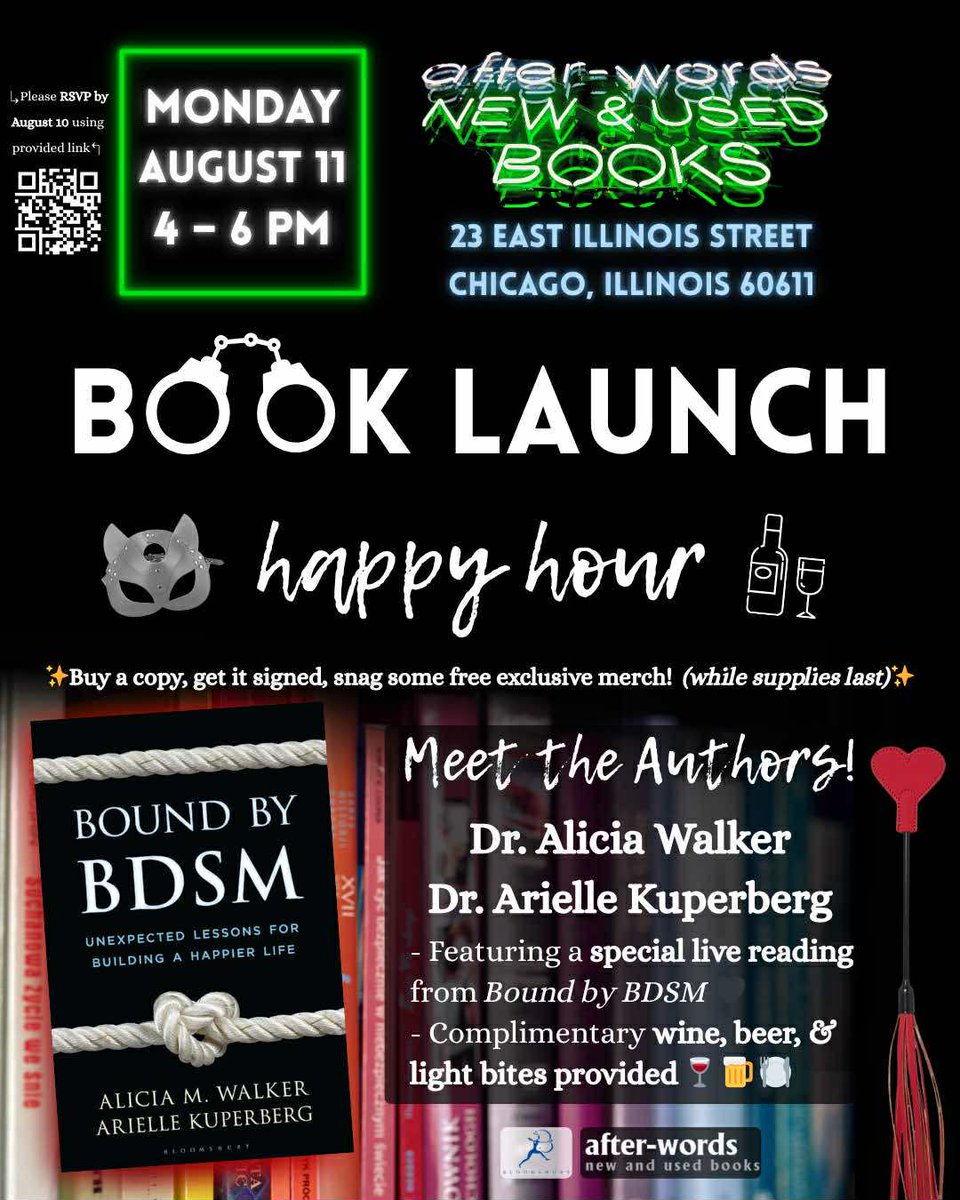 Celebrate Bound by BDSM with us!
📖 Live reading
📚 Book signing + merch
🍷 Wine, beer, bites
👥 Smart, spicy convo with fellow ASA sociologists
📍 After-Words Bookstore (11 min walk from ASA)
🗓 Aug 11 | 4–6 PM
🔗 RSVP: tinyurl.com/3c2umvt9
Let’s get tied up in ideas 😉