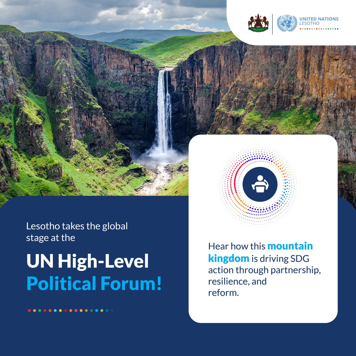 UNLesotho's tweet image. ⏰ Don’t miss it!

Lesotho’s big moment at the #HLPF is happening TONIGHT at 21H00 (Lesotho Time).

📊This will be a key moment as the Minister of Finance &amp;amp; Development Planning presents Lesotho&apos;s progress on the #SDGs!

🎥 Watch LIVE: bit.ly/3GGL2xr