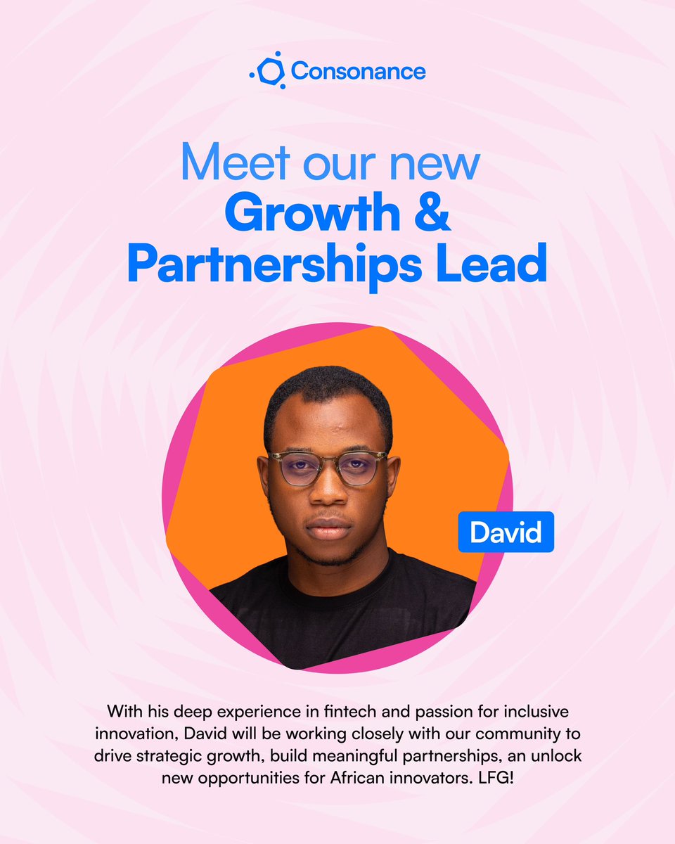 ConsonanceClub's tweet image. David Adeleke has joined Consonance Club as our Growth & Partnerships Lead
It's giving growth (pun intended), and our community members are about eat good 😉🙌 💥