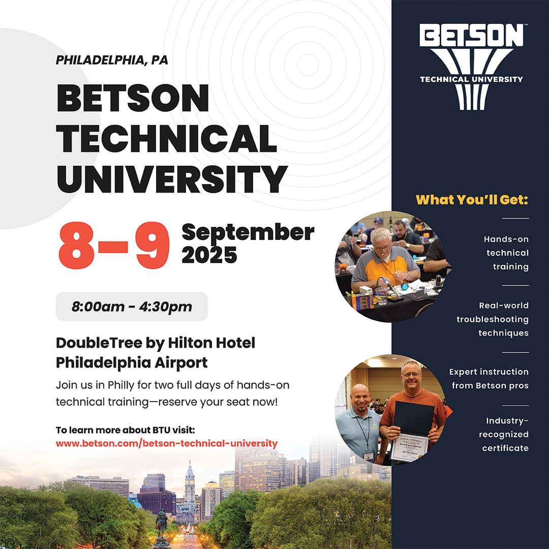 🎓 Betson Technical University is coming to Philly!
📅 Sept 8–9 | 🛠️ Hands-on tech training
📍 DoubleTree – Philadelphia Airport

🎟️ Sign up now → betson.com/btu-classes/ 
#BTU2025 #BetsonEnterprises #TechTraining