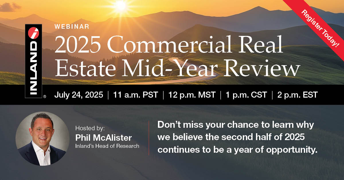Register to Hold Your Spot! 

Join us on July 24, 2025 at 1:00 PM CST for Inland’s 2025 Mid-Year Review hosted by Phil McAlister, SVP &amp; Head of Research. 
pages.inland-investments.com/2025-mid-year-…