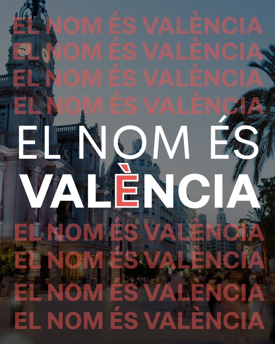 PlataformaPV's tweet image. ‼️Exigim a @AjuntamentVLC que mantinga el nom de la ciutat.
🗣️Emprendrem accions legals per aturar el procés impulsat pel consistori, que ignora la normativa marcada per l’@AVLoficial.
#ElNomÉsValència ✊