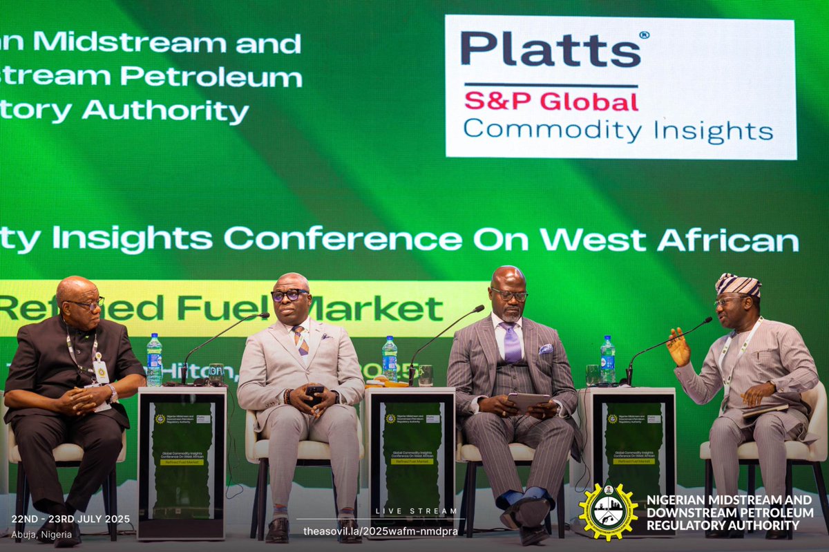 NigeriaGov's tweet image. At #WAFM2025, the panel on “Infrastructure for West African Reference Market Development” featured Anibor Kragha (ARDA), Dr. Abubakar Dantsoho (MD, NPA), Gbite Falade (MD, Aradel Holdings), and Francis Ogaree (ED-HPPITI, NMDPRA), moderated by Ademola Adigun.
Their dialogue…