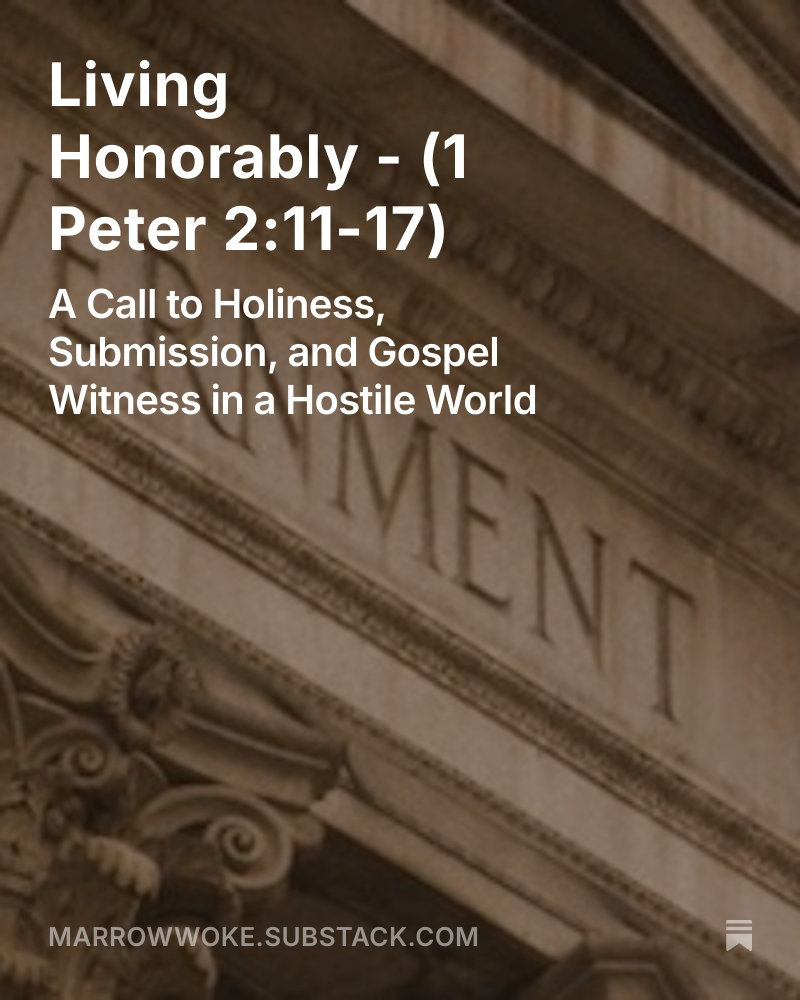 JeffreyPerry09's tweet image. The apostle emphasizes that we do not silence the foolishness of the world by shouting louder or by engaging in hostile opposition. Instead, we silence it by submitting to God’s authority, by living lives of honor, love, and reverence.
open.substack.com/pub/marrowwoke…