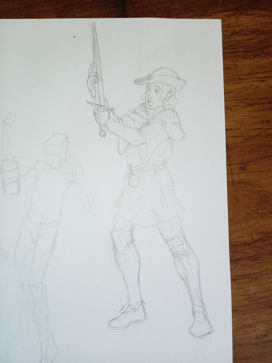 Tarmhell's tweet image. I was told to upload some WIP shots. So here is an would be adventurer finding his first sword. Drawn with pencil on paper like the art lords of this platform demand. #fantasy #adventure #pencil #wip