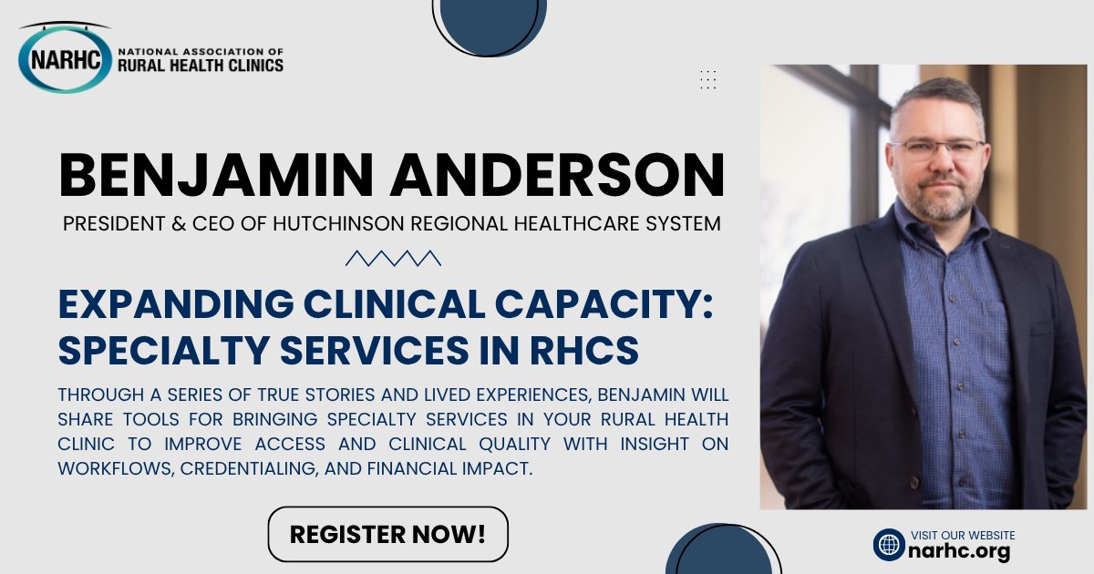 2025 Fall Institute Speaker Highlight!!
Learn how to expand specialty services in your RHC from one of rural healthcare’s top leaders, Benjamin Anderson!

Dates: October 20-22, 2025 
📍Peppermill Resort Spa Casino, Reno, NV

Register Now ➡️ loom.ly/2DMXZ3A
#NARHCReno2025