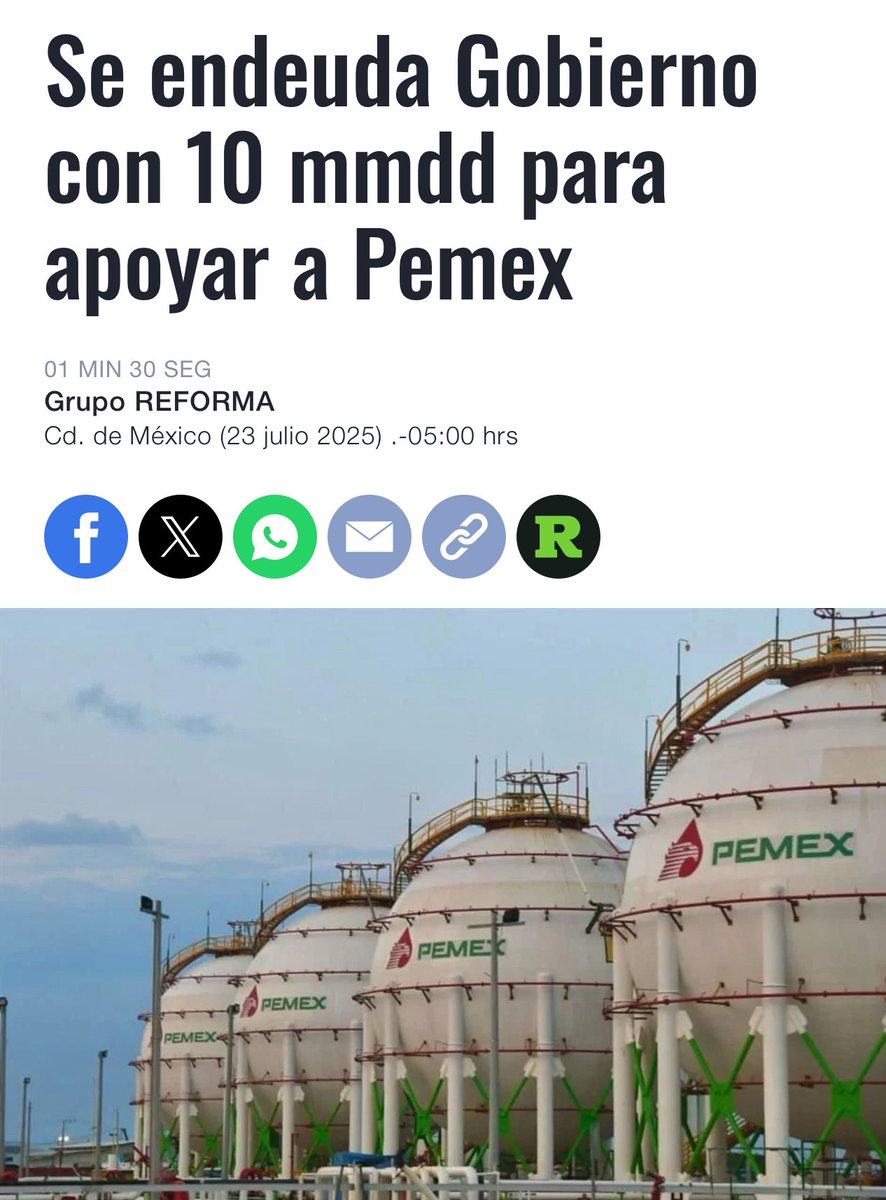 alitomorenoc's tweet image. Morena dijo que fortalecería a PEMEX, que rescatarían a la empresa de todos los mexicanos. Hoy, la realidad los desmiente: PEMEX está más endeudada que nunca, con un nuevo préstamo de 10 mil millones de dólares solo para poder seguir operando.
Lo que MORENA quería no era una…