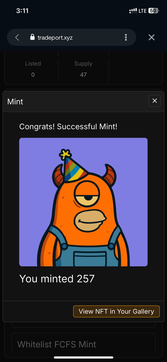 Minted this bad boy today✅. Mint is still live. Limited supply go grab yours now🚨