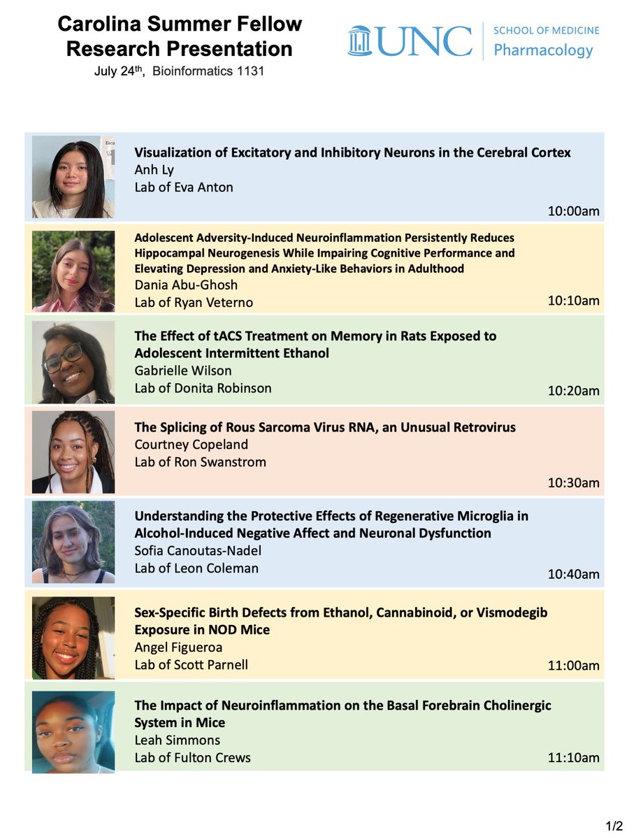 UNC_PHCO's tweet image. You're invited! 🎉 Please join us for the Carolina Summer Fellowship student research presentations!
📅 July 24th
📍 Bioinformatics 1131
Celebrate amazing student discoveries with us! #CarolinaSummer