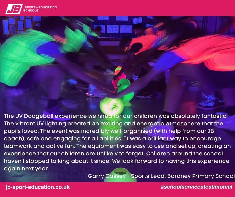 JB Sport + Education (@jbsportcoaching) on Twitter photo See what Bardney Primary School has to say about our UV dodgeball!
For any enquiries about our provision, please visit 👇
jb-sport-education.co.uk or contact admin@jbse.uk See what Bardney Primary School has to say about our UV dodgeball!
For any enquiries about our provision, please visit 👇
jb-sport-education.co.uk or contact admin@jbse.uk