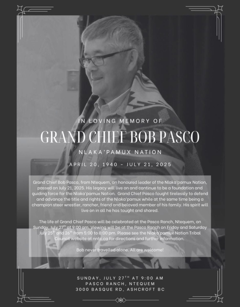 RIP Grand Chief Bob Pasco.