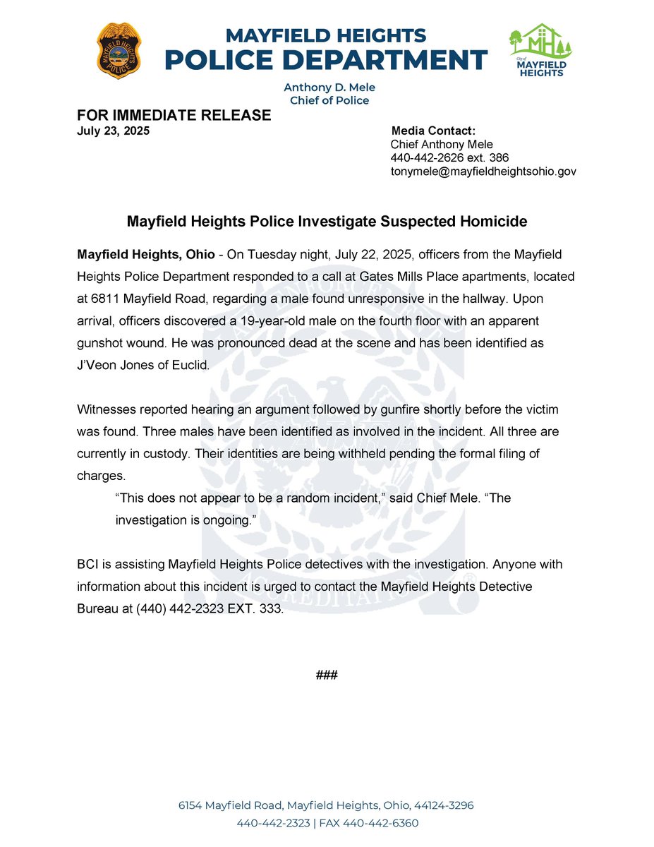 Mayfield Hts. PD (@mayfieldhtspd) on Twitter photo 
