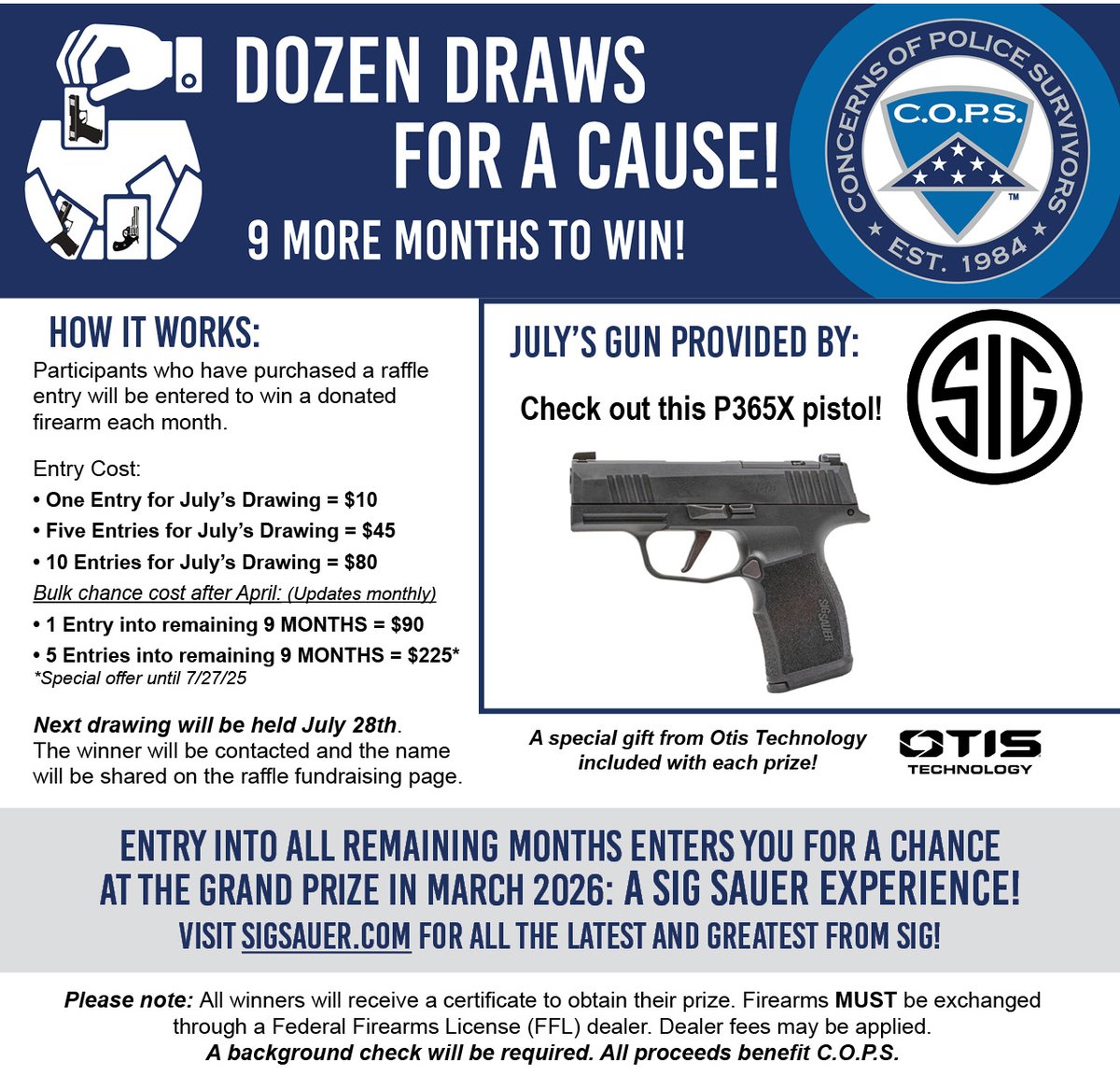 We are getting close to the July 28th drawing for Dozen Draws for a Cause! July's gun is an awesome P365X provided by <a href="/sigsauerinc/">SIG SAUER</a>!

Enter Now: bit.ly/DozenDraws