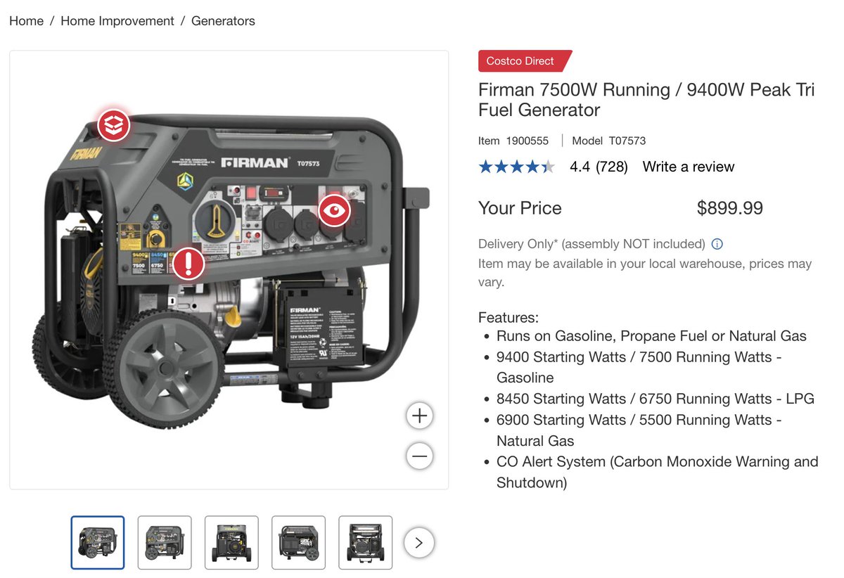 chasepetr's tweet image. PJM's 26/27 capacity prices almost exactly match the annualized cost of this Costco generator. Found the marginal unit.