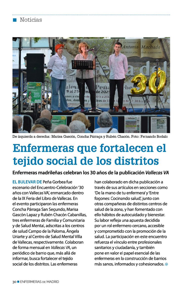 SEMAP (@semap_) on Twitter photo ¡Enhorabuena a nuestras socias Marisa Gascón Lapaz y Concha Párraga San Segundo por su aparición en la revista de <a href="/MadridCODEM/">EnfermerasMadrid</a> tras las actividades comunitarias que realizan con la población de Vallecas!
¡Nos encanta ver a las enfermeras participando con la comunidad! ¡Enhorabuena a nuestras socias Marisa Gascón Lapaz y Concha Párraga San Segundo por su aparición en la revista de <a href="/MadridCODEM/">EnfermerasMadrid</a> tras las actividades comunitarias que realizan con la población de Vallecas!
¡Nos encanta ver a las enfermeras participando con la comunidad!