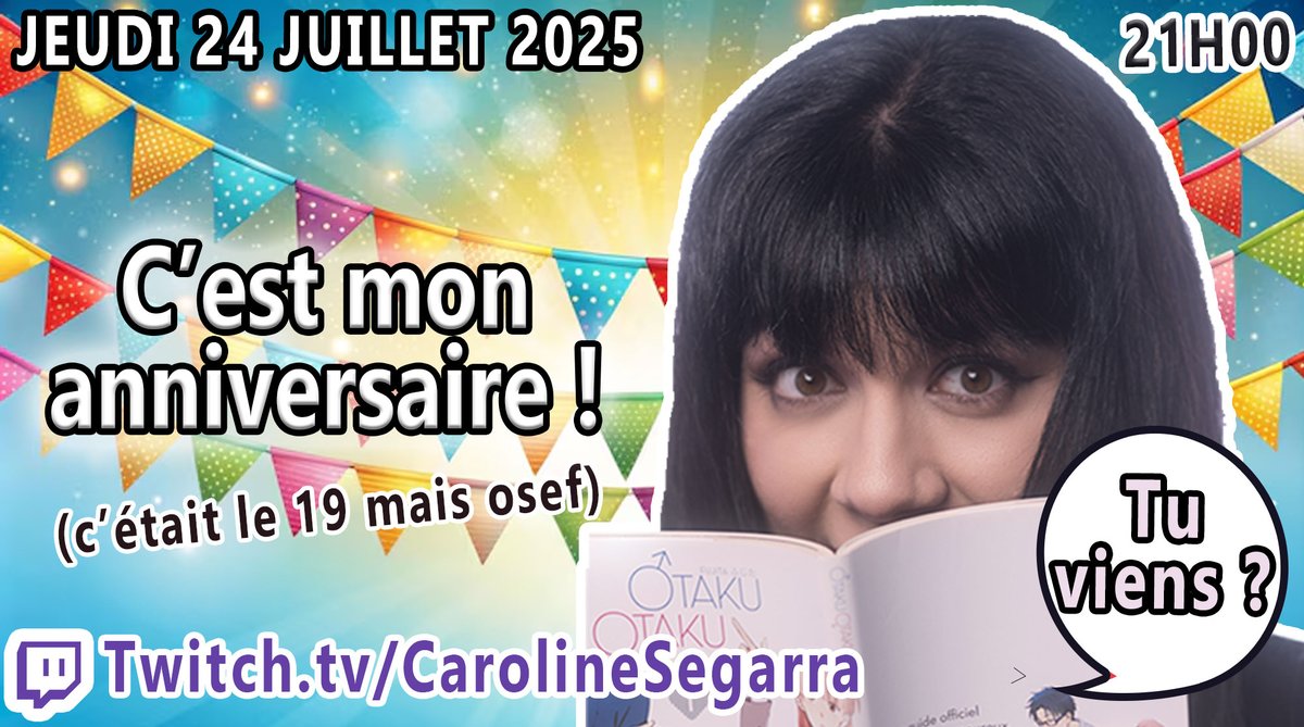 kaorinchan's tweet image. Jeudi soir je fête mon anniversaire en stream ^^
Je vais ptet me permettre d&apos;embêter mes voisins (et ma famille) avec un peu de karaoke parce que sinon c&apos;est trop triste.
On papote et on mange du gâteau ❤️

Twitch.tv/carolinesegarra