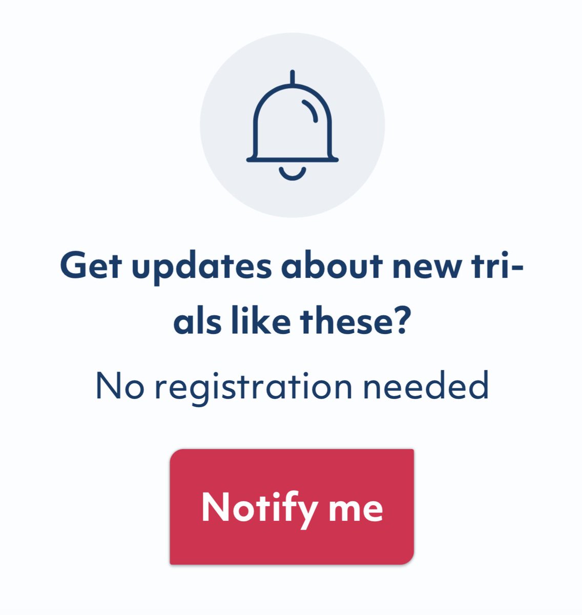 🎯 In Q2 2025 (April 1 – June 30), 277 visitors to SCITrialsFinder.NET signed up to be notified by email when new trials match their search criteria — an increase of nearly 10% compared to Q1!

💡 Click "Notify Me" to stay in the loop on relevant studies!