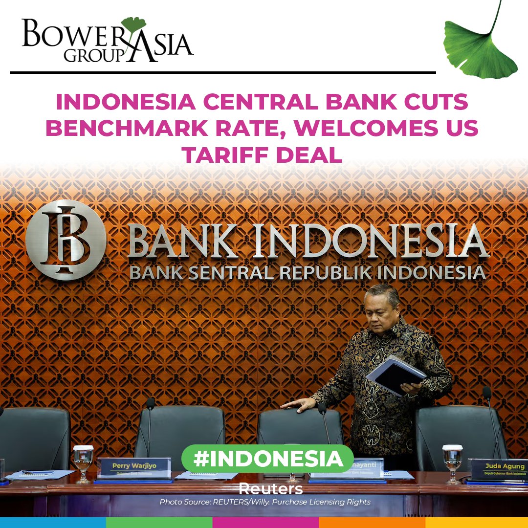 BowerGroupAsia's tweet image. Indonesia’s central bank cuts lending facility rate by 25 basis points to 6 percent, signaling a shift toward growth support amid easing inflation and regional pressure.
reuters.com/world/asia-pac…