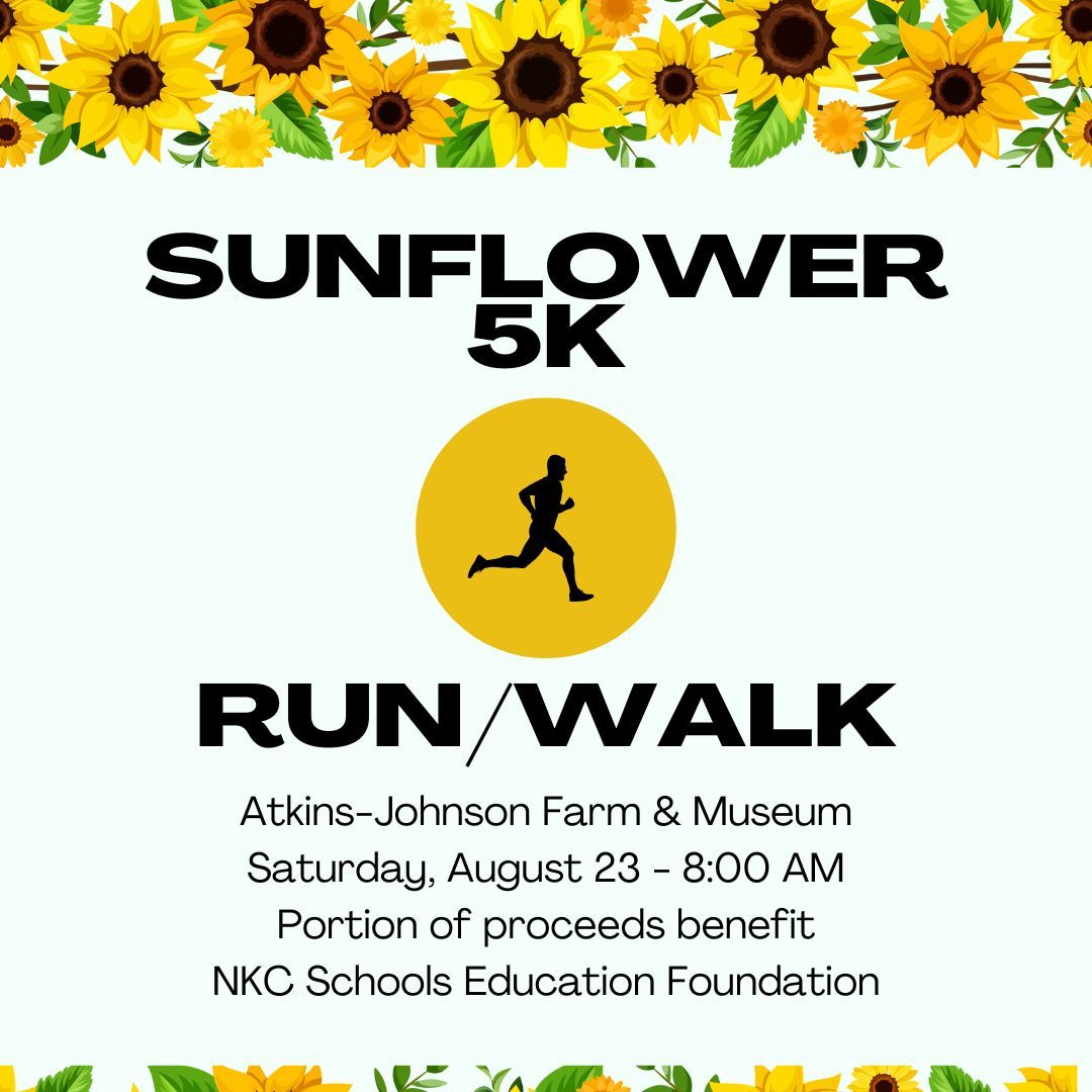 NKCEdFoundation's tweet image. Just 1 month to go! ⏰ The Sunflower 5K returns Aug. 23 at Atkins-Johnson Farm! 🌻
Fun, fitness & fresh air—all while supporting NKC Schools.
🎽 All ages welcome
📍 Gladstone, MO
👉 Sign up: buff.ly/4qIaC10
#LightingTheWay #WeCreateBrightFutures