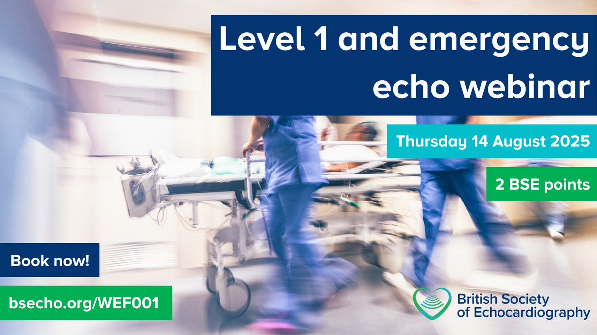 BSEcho's tweet image. 🔒SECURE YOUR PLACE
💚 Emergency echocardiography and level 1 webinar
📅 Thursday 14 August 2025
🖥️ Webinar
📜 2 BSE points
Don’t miss out 👉
ow.ly/yBsL50Wt8q3
