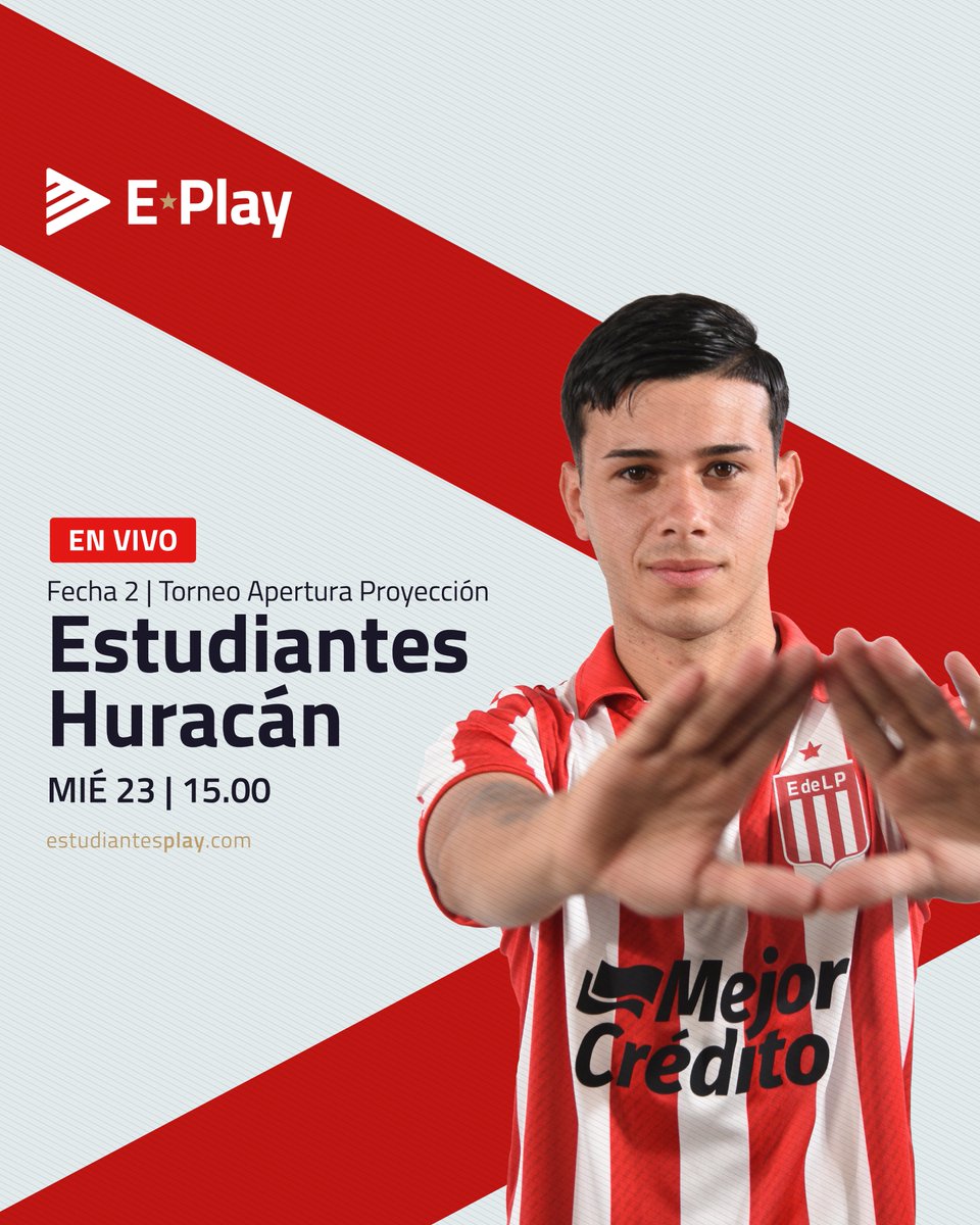 Estudiantes Play (@estudiantesplay) on Twitter photo 🔜 ¡Juega la Reserva! 🦁
🏆 #TorneoProyección - Fecha 2, Clausura
<a href="/EdelpOficial/">Estudiantes de La Plata</a> 🆚 <a href="/CAHuracan/">CA Huracán</a>
⏰ 15:00
¡En VIVO por #EstudiantesPlay!
📲 estudiantesplay.com 🔜 ¡Juega la Reserva! 🦁
🏆 #TorneoProyección - Fecha 2, Clausura
<a href="/EdelpOficial/">Estudiantes de La Plata</a> 🆚 <a href="/CAHuracan/">CA Huracán</a>
⏰ 15:00
¡En VIVO por #EstudiantesPlay!
📲 estudiantesplay.com