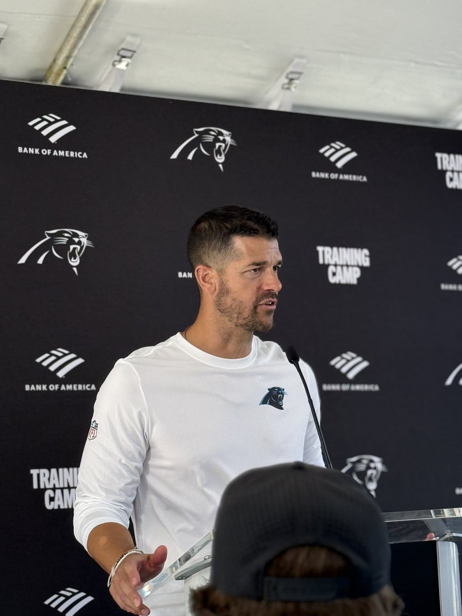 Jellis1016's tweet image. Dave Canales, now in Year 2 as @Panthers head man is here after the first day of practice. Canales feels more acclimated now in his second Training Camp.
“It feels a lot different knowing I have a group of leaders that have my back.”