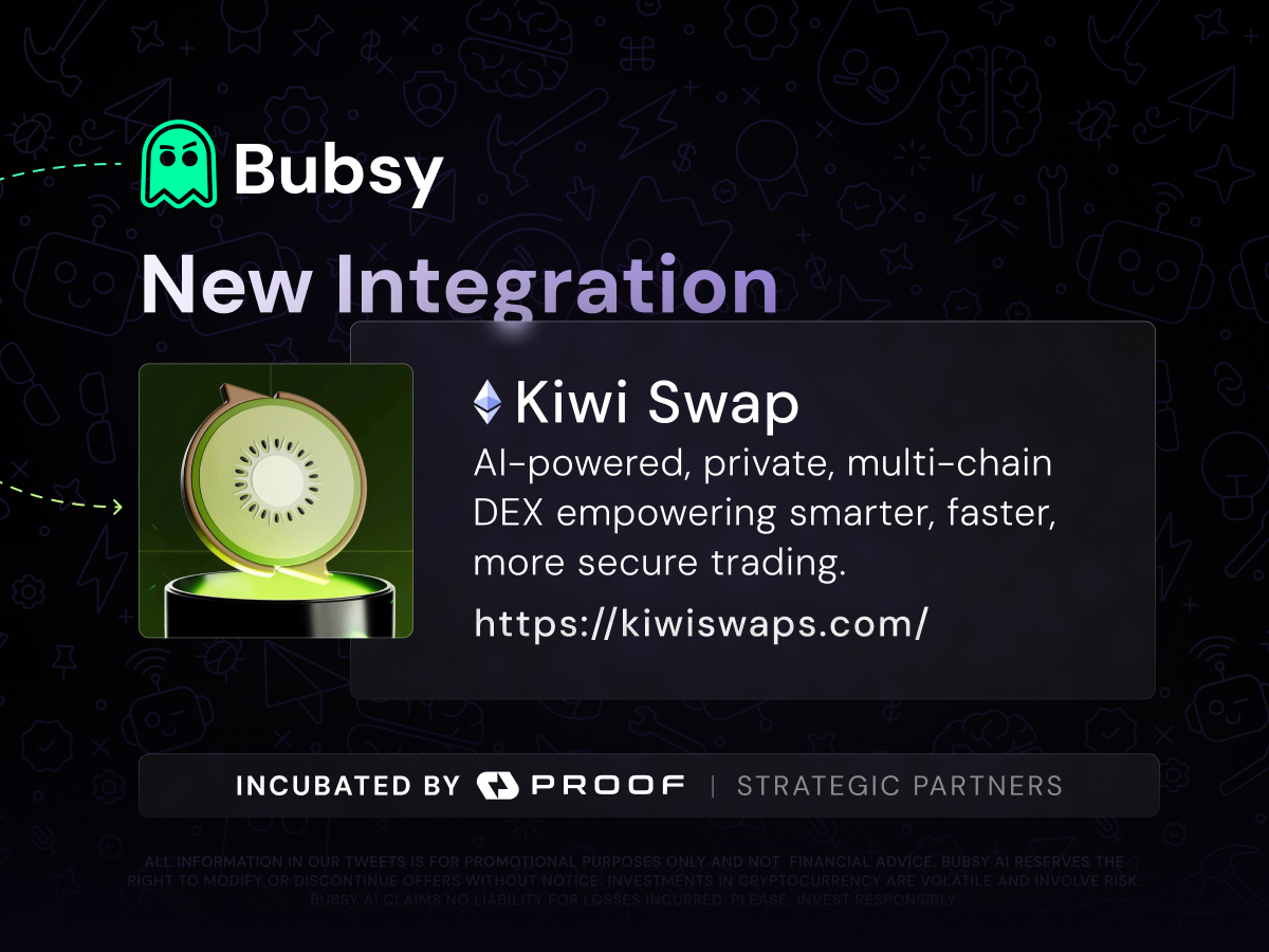 BubsyAI's tweet image. Bubsy AI is excited about its recent integrations into @KiwiSwapX Telegram.
KiwiSwap is building a next-generation trading hub that replaces fragmented liquidity and costly, gas-intensive swaps with an AI-routed, privacy-centric aggregator delivering the best prices across…