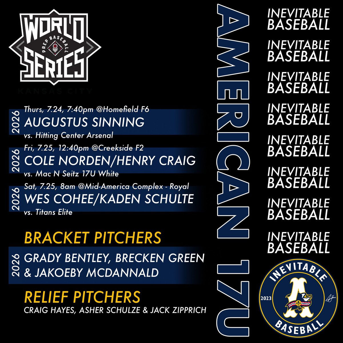 Coach Mickey Smith (@coachmsmith7) on Twitter photo Come check us out in KC this weekend!
<a href="/pbtscouting/">Prep Baseball Scouting</a> <a href="/PBR_Moulder/">Kevin Moulder</a> <a href="/PrepBaseballMO/">Prep Baseball Missouri</a> Come check us out in KC this weekend!
<a href="/pbtscouting/">Prep Baseball Scouting</a> <a href="/PBR_Moulder/">Kevin Moulder</a> <a href="/PrepBaseballMO/">Prep Baseball Missouri</a>