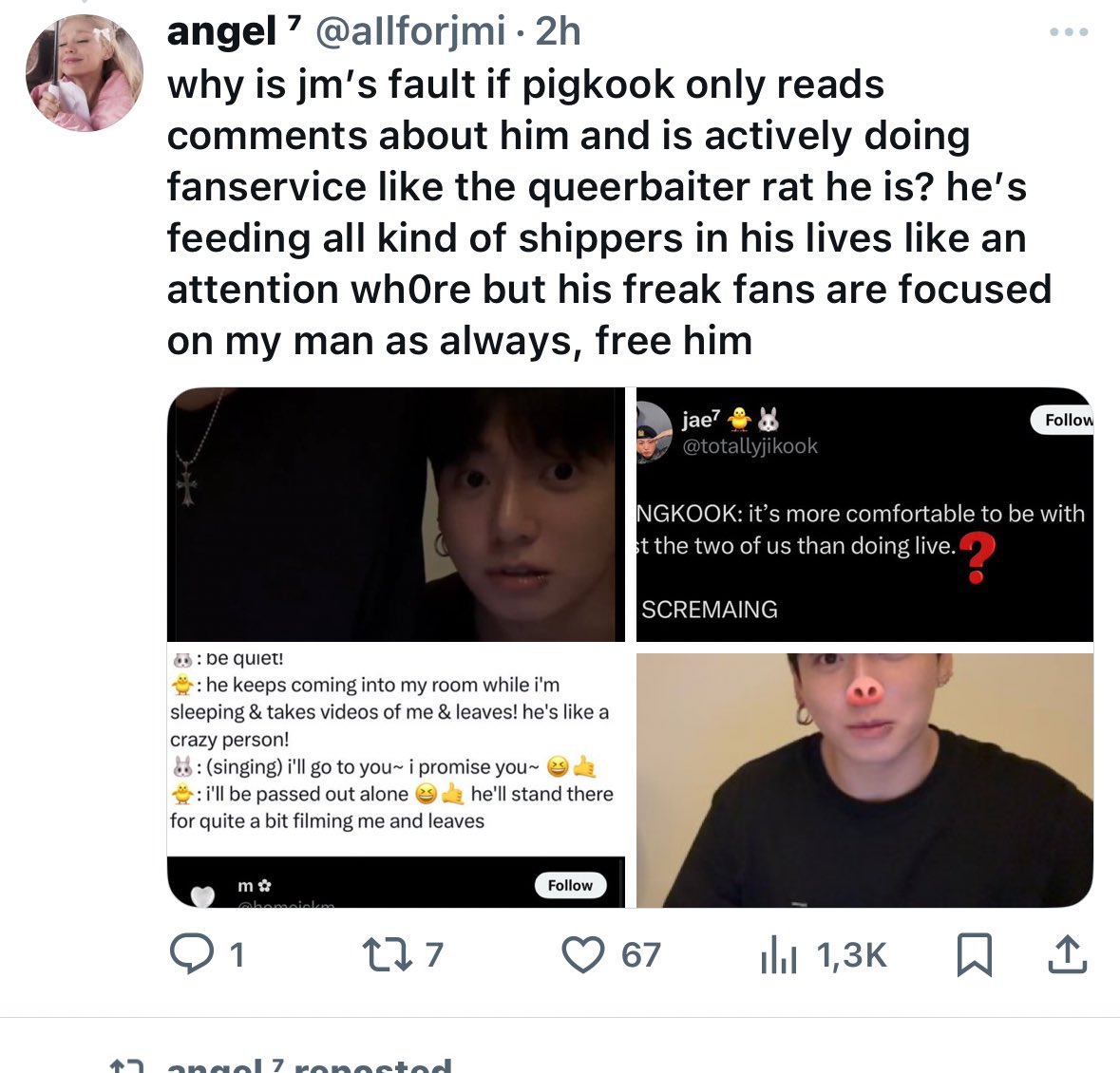 protectforjk's tweet image. Please block and report all those akgaes for def@mation against 🐰.
📍x.com/itboyisms?s=21
📍x.com/ailforjmi?s=21
📍x.com/sorvetenii?s=21