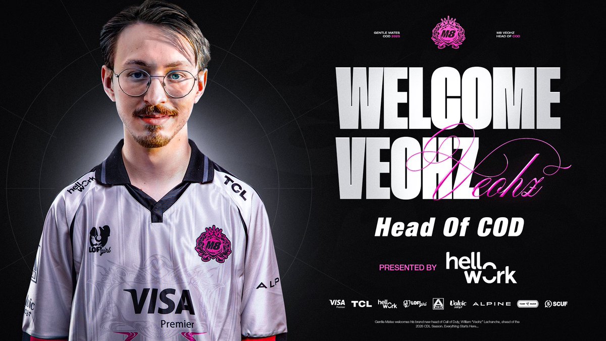 Gentle Mates (@gentlemates) on Twitter photo Nouveau chapitre pour M8 !
Souhaitez la bienvenue à notre Head of Call of Duty <a href="/Veohhz/">William Lachance</a> ! 🩷 #M8WIN Nouveau chapitre pour M8 !
Souhaitez la bienvenue à notre Head of Call of Duty <a href="/Veohhz/">William Lachance</a> ! 🩷 #M8WIN