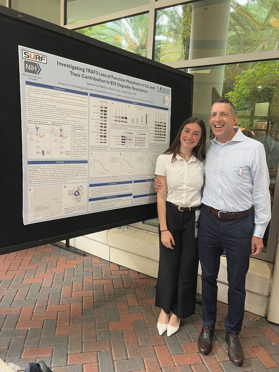 MikkaelSekeres's tweet image. Another #ProudPapa moment as @samsekeres presents her data on BTK degrader resistance in #CLL from the @TaylorJ_MD lab sponsored by @theNCI summer undergrad research fellowship! @SylvesterCancer @UMiamiHealth @univmiami