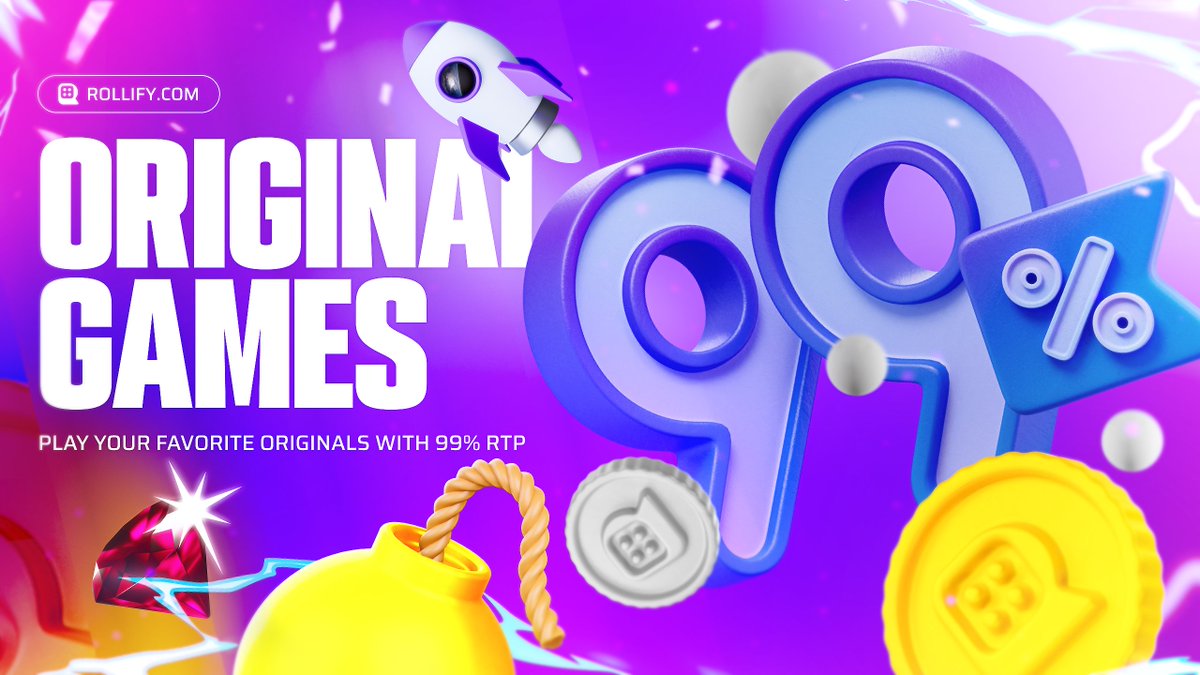 rollifycom's tweet image. Best odds on the market:
Rollify Originals are juiced to 99% RTP! 🧃