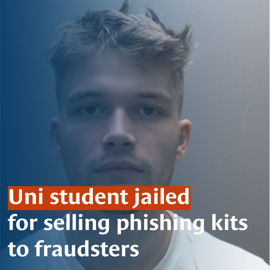 CPSUK's tweet image. ⚖️ Ollie Holman, 20, sold more than a thousand phishing kits to fraudsters costing victims around the world for more than £100m.
Today, he has been sentenced to seven years imprisonment.
📰 orlo.uk/1g6f4