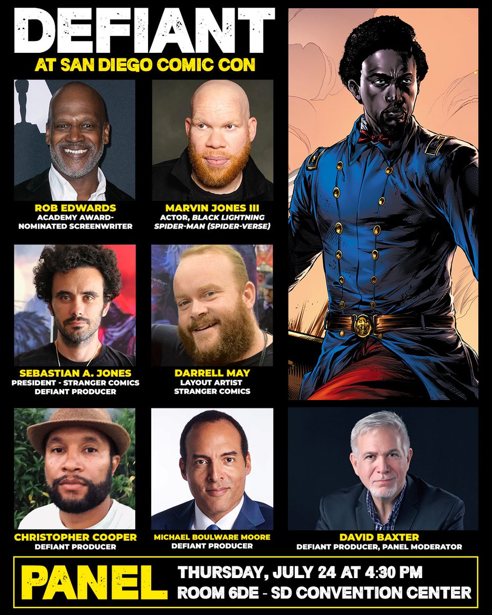 LegionMOfficial's tweet image. Don’t miss the DEFIANT panel at #SDCC 💥
📍 Room 6DE
🕟 4:30 PM to 5:30 PM
Join the powerhouse team behind @defiant_project, the breakout graphic novel already in its second printing after selling over 5,000 copies, for an exclusive look at the making of the graphic novel and…