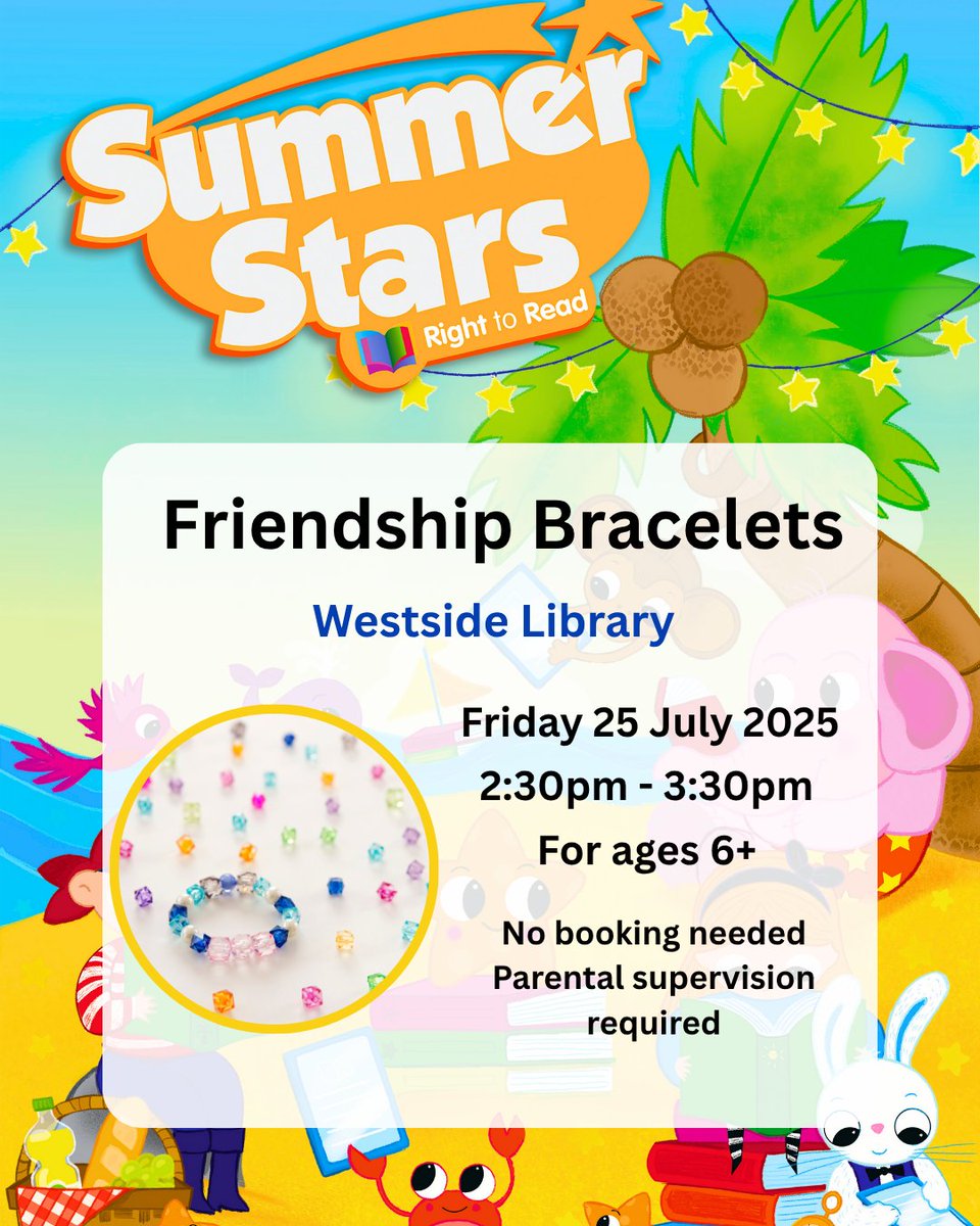 Westside Library (@westsidelib) on Twitter photo Join us for our next #SummerStars craft time this Friday 25th July at 2:30pm. We’ll be crafting colourful Friendship Bracelets. Ages 6 years and up. No booking needed, parental supervision required.#RightToRead #SummerStars2025 <a href="/LibrariesGalway/">Galway Libraries</a> <a href="/GalwayCityCo/">Galway City Council</a> <a href="/GalwayCoCo/">Galway County Council</a> Join us for our next #SummerStars craft time this Friday 25th July at 2:30pm. We’ll be crafting colourful Friendship Bracelets. Ages 6 years and up. No booking needed, parental supervision required.#RightToRead #SummerStars2025 <a href="/LibrariesGalway/">Galway Libraries</a> <a href="/GalwayCityCo/">Galway City Council</a> <a href="/GalwayCoCo/">Galway County Council</a>