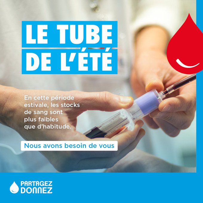 Prefet92's tweet image. #Dondusang 🩸 I Mobilisons-nous tous pour sauver des vies.
Chaque année, 1 million de malades sont soignés grâce au don de sang.
🆘En été, les stocks sont bas et les besoins plus cruciaux que jamais.
Trouvez une collecte près de chez soi : dondesang.efs.sante.fr/trouver-une-co…