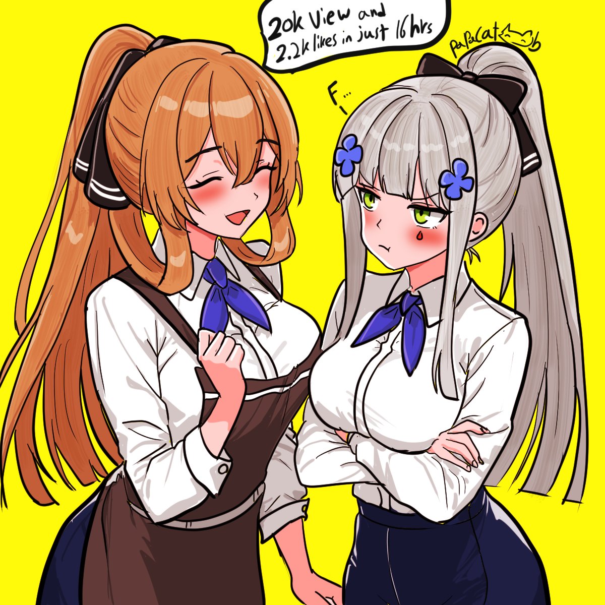 papacat0737's tweet image. #Springfield #소녀전선 #ドルフロ #少女前线 #春田 #GirlsFrontline2Exilium #Klukai #HK416
I drew Springfield and Klukai! Klukai’s feeling a little jealous of Springfield!