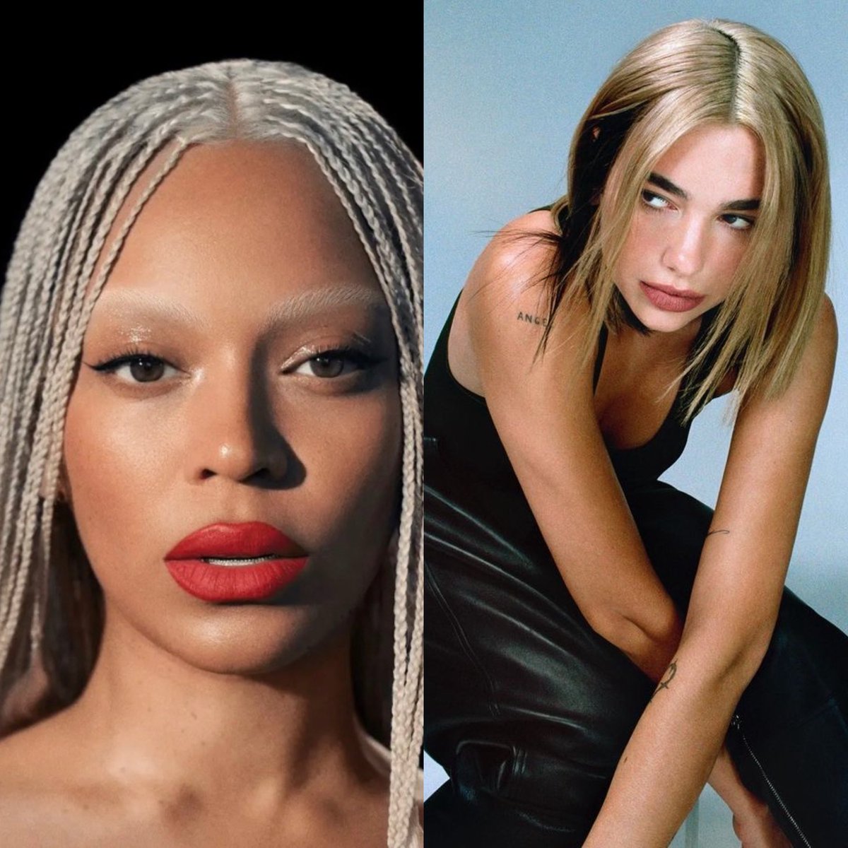 solarlipa's tweet image. Kinda crazy to think how many artists have collaborated with both Beyonce and Dua Lipa and this ain’t even counting behind-the-scenes