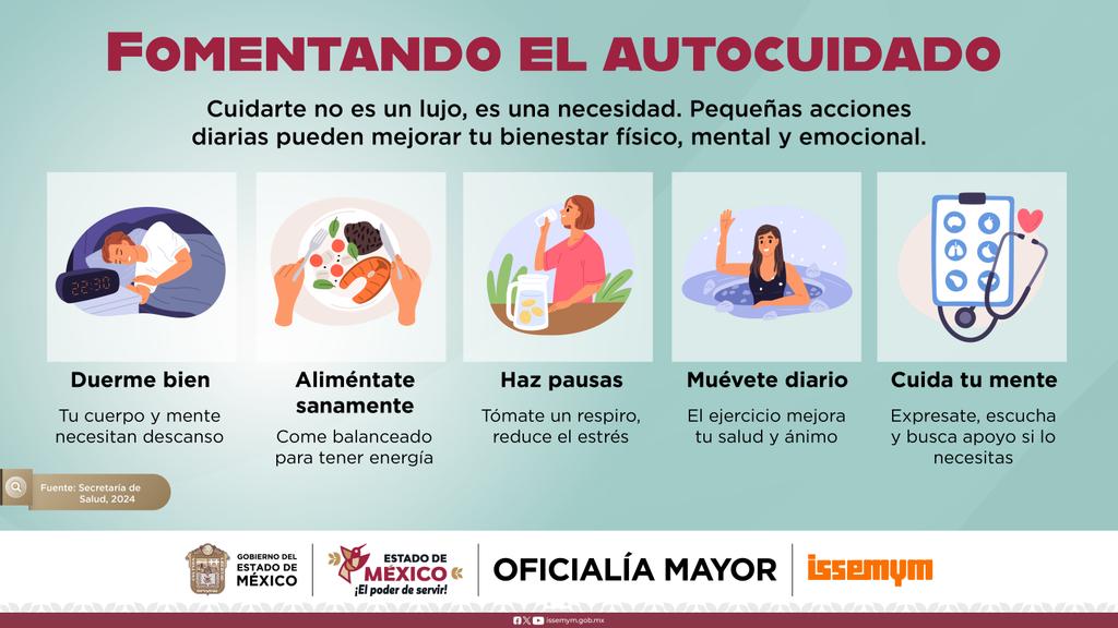👨‍⚕️ Fomentando el autocuidado, ayudamos a promover un mayor bienestar en general, previniendo enfermedades y mejorando la calidad de vida. #EquipoIssemym #ElPoderDeServir