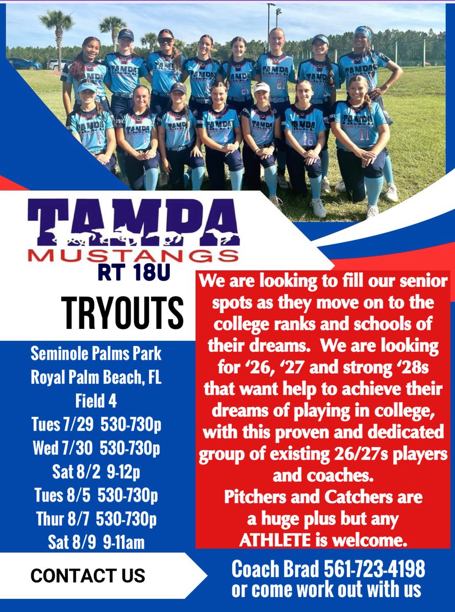 TampaMustangsRT's tweet image. 💢ATTENTION 💢 TRYOUT dates are set…. Near and far, reach out or come join a workout. Looking for a better fit or less drama.. this is it!!! Pitchers and catchers are a HUGE plus, all ATHLETES welcome.