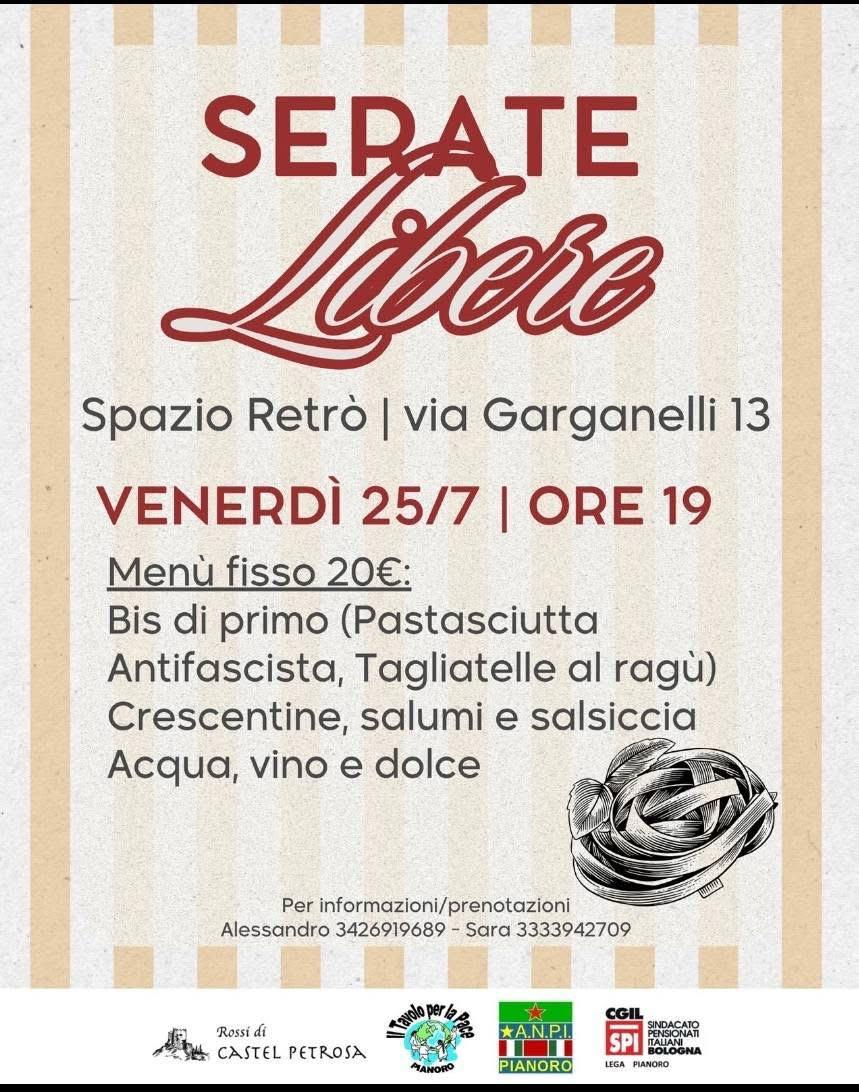 ComandanteLupo's tweet image. Pianoro 25 luglio pastasciutta antifascista l'Anpi sarà presente con un tavolo con i suoi libri e la possibilità di fare la tessera se non l'hai ancora fatta. Ti aspettiamo.