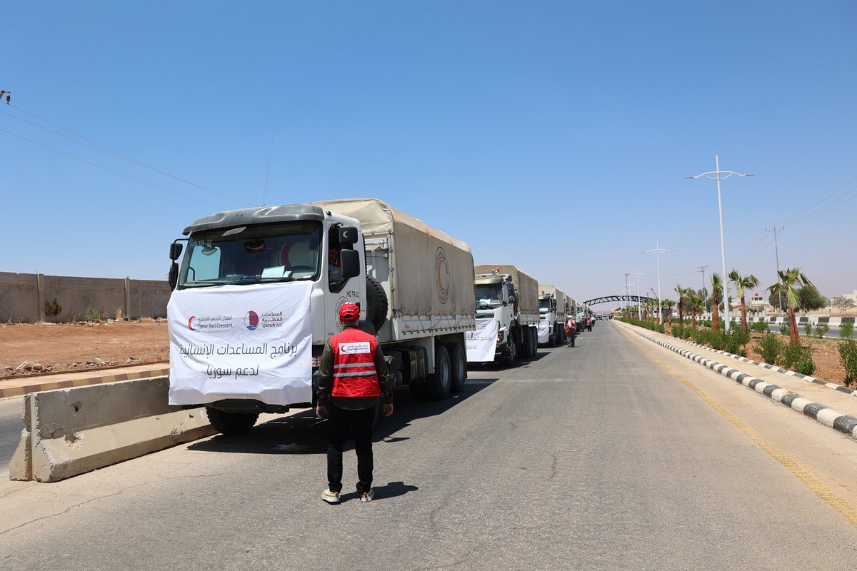 QNA_French's tweet image. Une nouvelle caravane d’aide qatarie entre dans le sud de la #Syrie pour soutenir les boulangeries locales
#Qatar #QNA
ow.ly/p6Us50Wu5oV