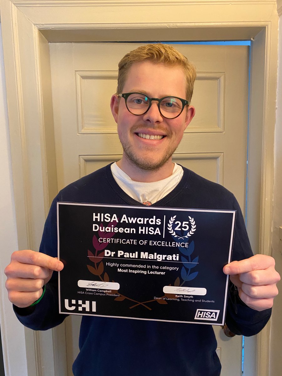paulmalgrati's tweet image. Pleased with this commendation from my amazing students in Scottish heritage and literature! @INS_UHI