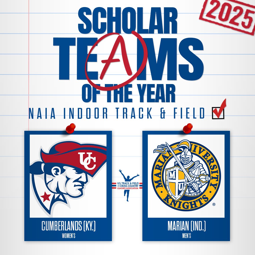 USTFCCCA (@ustfccca) on Twitter photo Here are the Scholar Teams of the Year for the 2025 <a href="/NAIA/">NAIA</a> Indoor Track & Field season!
M - <a href="/UCPatriotsTrack/">UC Patriots Track&Field/XC</a>
W - <a href="/MarianTrackXC/">Marian Track & Field</a>
ustfccca.org/2025/07/featur… Here are the Scholar Teams of the Year for the 2025 <a href="/NAIA/">NAIA</a> Indoor Track & Field season!
M - <a href="/UCPatriotsTrack/">UC Patriots Track&Field/XC</a>
W - <a href="/MarianTrackXC/">Marian Track & Field</a>
ustfccca.org/2025/07/featur…