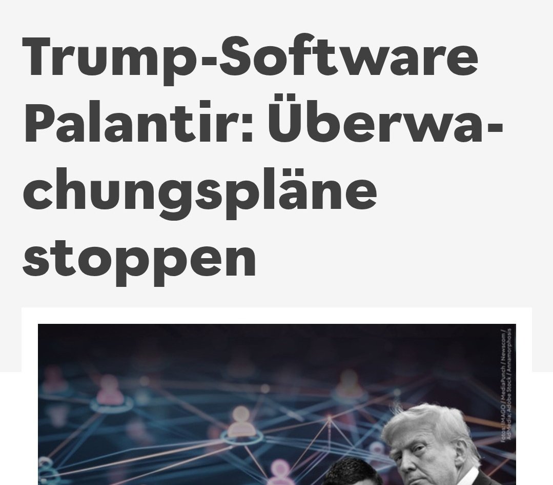 besserossi's tweet image. Gegen die Überwachungssoftware #Palantir des #Rechtsextremisten #Thiel gerne hier unterzeichnen:
aktion.campact.de/datenschutz/pe…