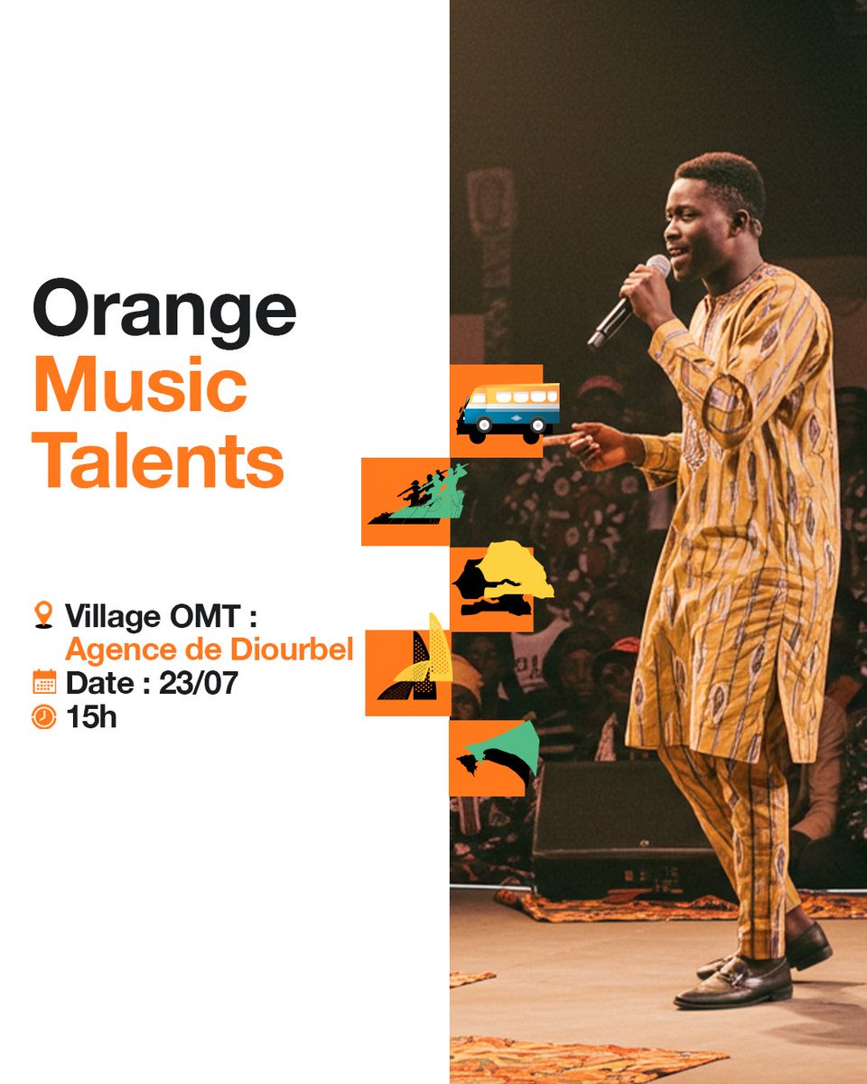 Tu es inscrit(e) au #OrangeMusicTalents ? 

Rejoins la caravane qui sera à #Diourbel aujourd’hui et montre ton talent au jury !
Et si tu ne participes pas, viens soutenir les artistes de ta région.

#Fanta 
#OrangeMusicTalents