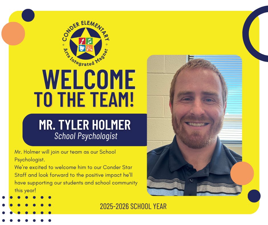 ConderStars's tweet image. We’re thrilled to introduce Mr. Holmer as part of our Conder Star Staff!

Drop a ⭐️ in the comments to help us give him  a warm Conder welcome!

@richlandtwo