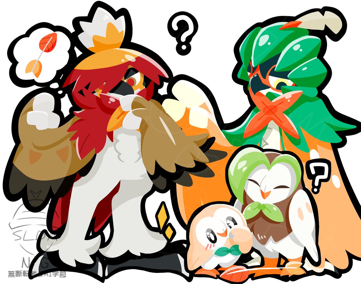 SLDM_0587's tweet image. #ジュナイパーの日  #ポケモンイラスト
矢羽を探すヒスイの姿と
なにかに気づいた原種の姿