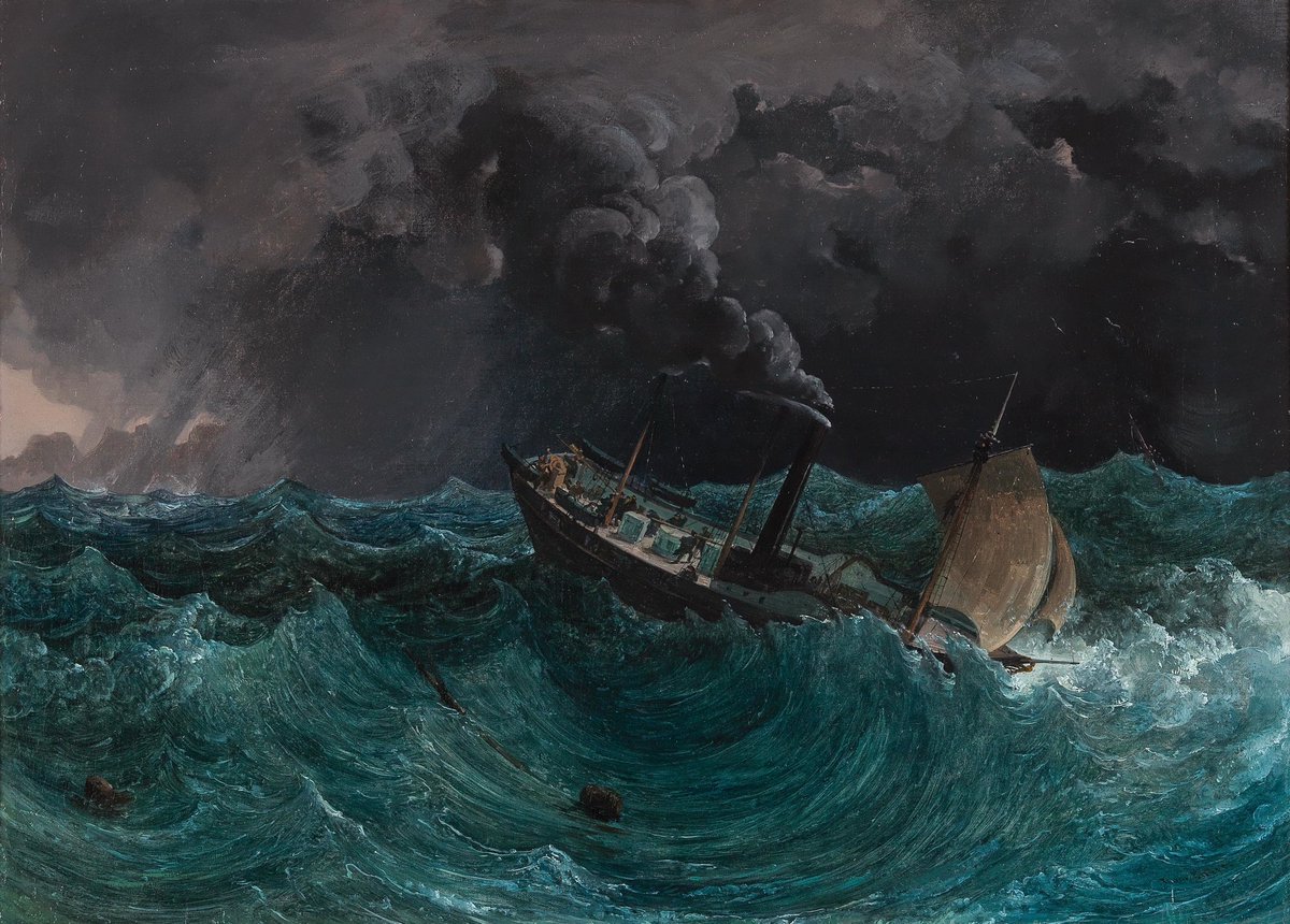 volantleander's tweet image. The Imperial and Royal Steamboat Marianna in a Storm in the Black Sea
Thomas Ender